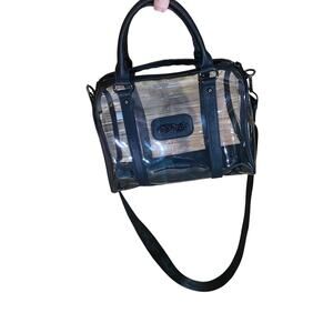Ed Hardy Clear PVC Satchel Bag Black Trim Crossbody Stadium Concert Tote